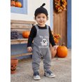 thumbnail image 5 of RUINIXCW Halloween Baby Boy Clothes, Long Sleeve Romper with Plaid Embroidery Overalls and Hat, 5 of 9