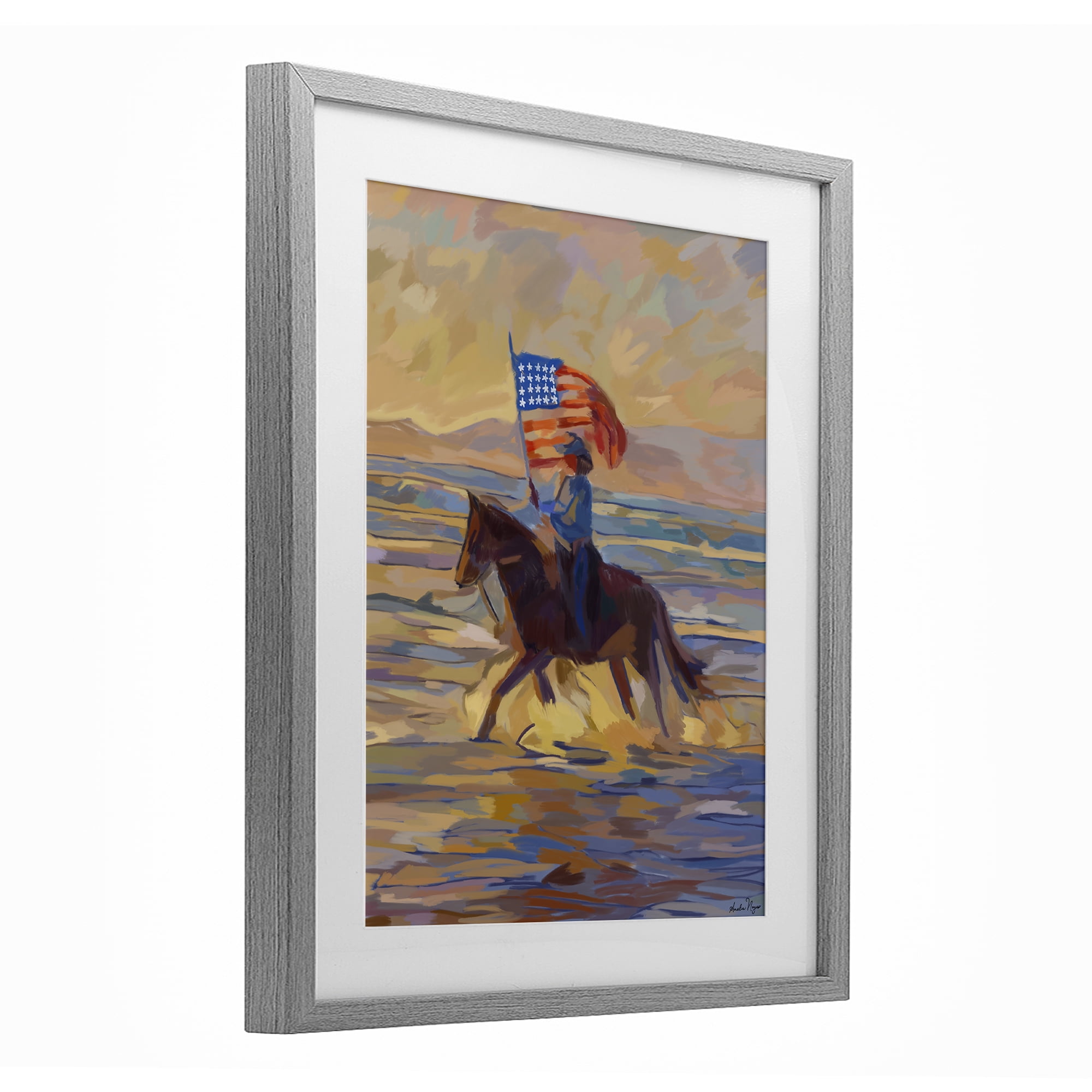 Stupell Industries American Cowgirl Abstraction Gray Framed Print Under Glass, design by Amelia Noyes