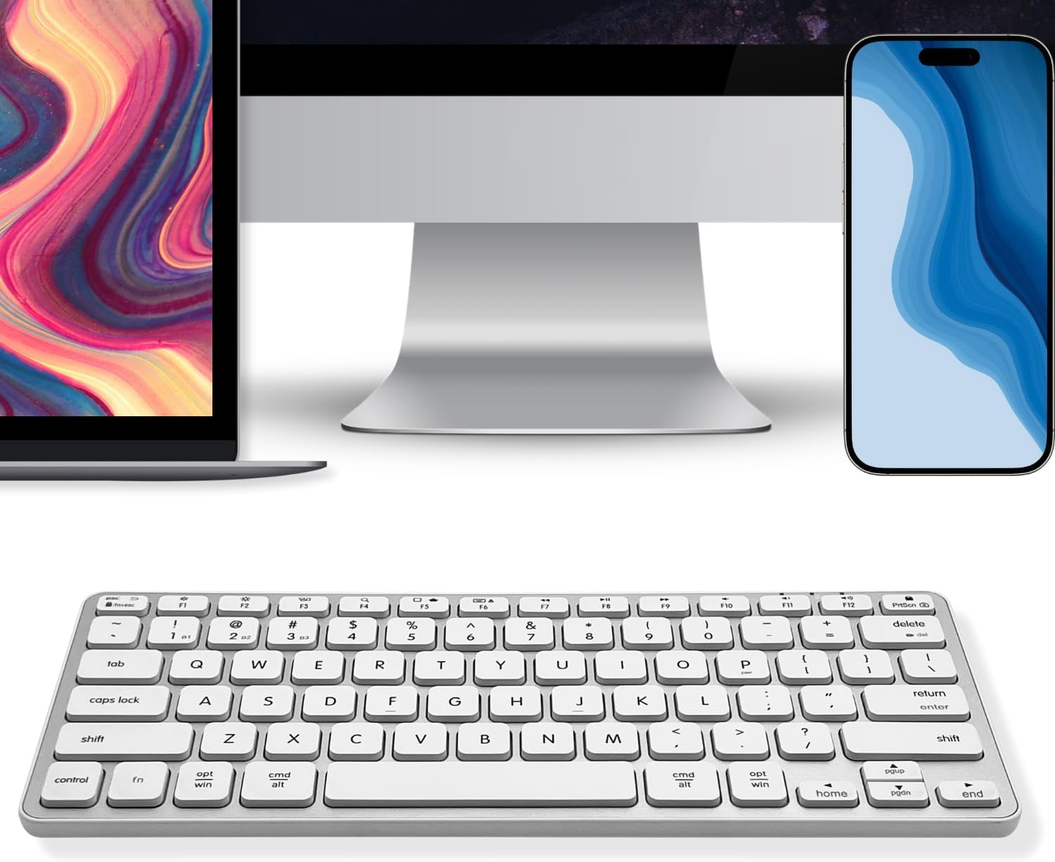 Macally Wireless Bluetooth Keyboard for Mac - Premium Multi Device Connectivity - Compatible Apple Keyboard for MacBook Pro/Air, iMac, Mac mini, iPad, Laptop, and PC