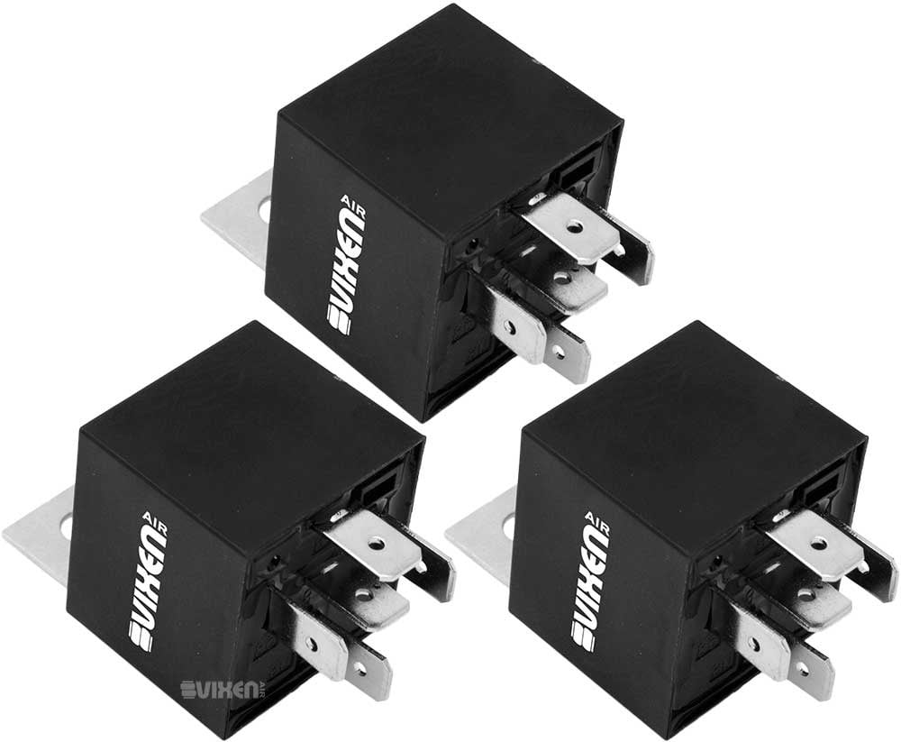 Vixen Air 5-PIN Relay 40A/12V for Horns/Compressors/Alarms/Fog Light - Bundle of three relays VXA7555-3