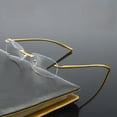 thumbnail image 4 of 2 Pairs of Gold Frameless Business Reading Glasses Ultralight Aluminum Magnesium Bifocal Anti-Blue Light Spring Hinge Rimless Readers +1.50, 4 of 6