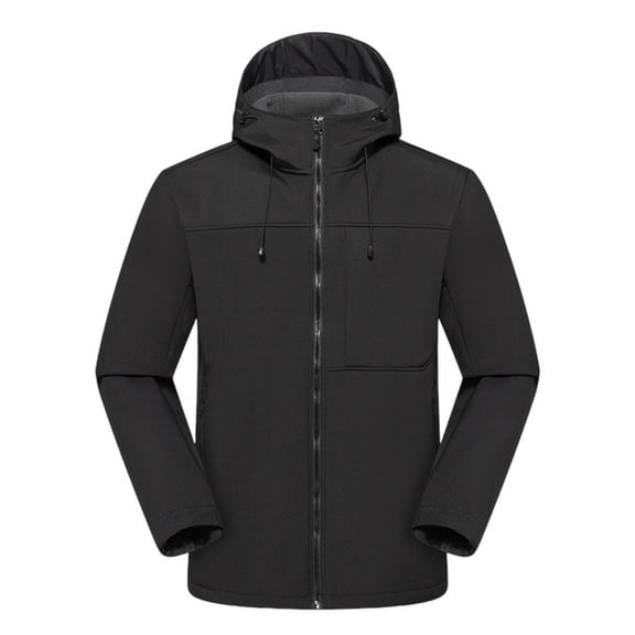 Stamzod Mens Rain Jacket with Pocket Solid Color Long Sleeve Hooded Waterproof Jacket Workwear Outdoor Casual Windbreaker for Travel Hiking Cycling(Available in Big & Tall) Black M