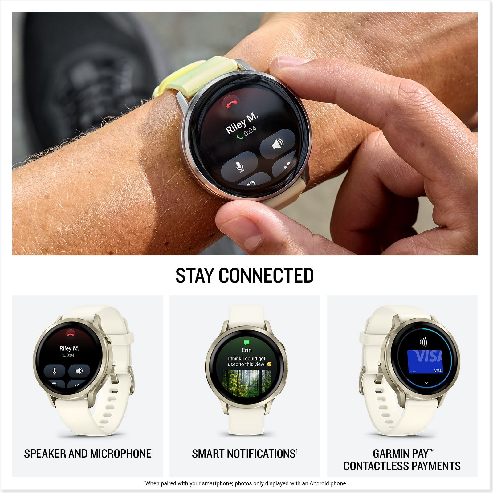 Garmin Venu 4®, 41mm, Advanced Health and Fitness GPS Smartwatch, Bright and Colorful Display, Built-In Flashlight, 10 Days of Battery Life, Lunar Gold with Bone Silicone Band