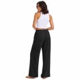 thumbnail image 2 of Wrongduck Women's Wide Leg Pants High Rise Flowy Trousers with Pockets, Wrinkle Resistant Casual Work Business Lounge Pants, 2 of 6