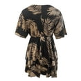 thumbnail image 5 of Robe Courte à Imprimé Floral pour Femmes, Plissée, Col en V, Cordon de Serrage, Taille Élastique, à Volants, Superposée, Robe Courte, 5 of 5