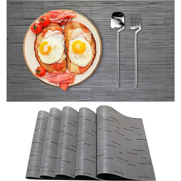 Set de Manteles Individuales Bluelander 5 piezas 45 x 30 cm Gris