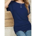thumbnail image 4 of Women's Casual Short Sleeve Dolman Boat Neck Summer T Shirts with pleats Size S-3XL, 4 of 4