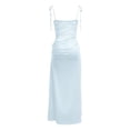 thumbnail image 4 of Women's Lace Splicing Cutout Maxi Dress Square Neck Sleeveless Bodycon Long Dress with Sheer Corset, Mother of The Bride Dresses, Formal Wedding Guest Dress(Blue,S), 4 of 4