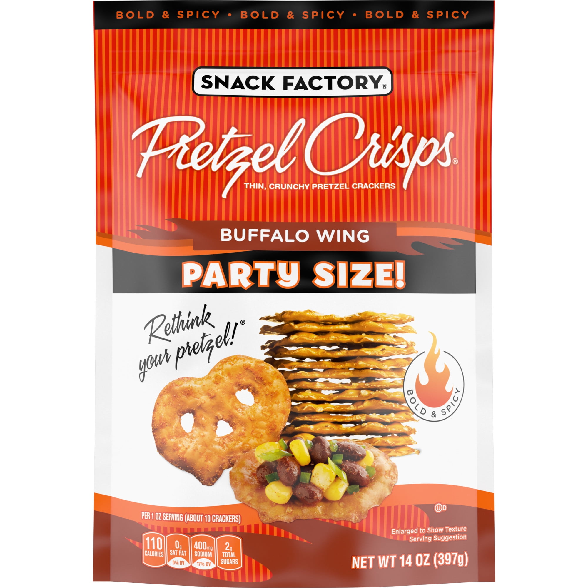 Snack Factory Pretzel Crisps, Buffalo Wing, Party Size 14 Oz - Walmart.com