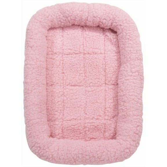 Sherpa Crate Dog Beds Soft Plush Comfortable Bolster Sides (Small,Baby Pink)