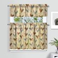 thumbnail image 2 of Colorful Vintage Rooster1(1) Kitchen Curtain Valance 3 Piece Home Curtains and Valance Set Curtain Sink Window Decor Window Treatment Tier 27.5x36 Length, 2 of 6