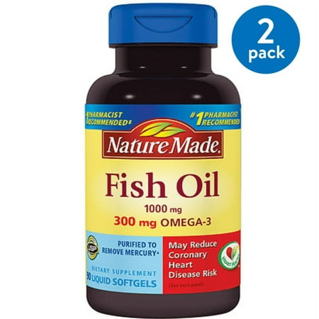 Nature Made Fish Oil 2000mg Softgels, 180 Count, Twin Pack, Omega 3 Supplement For Heart Health