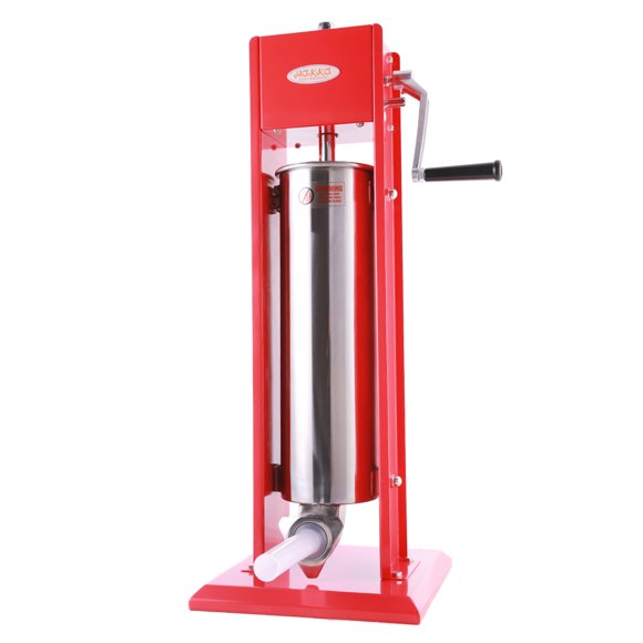 Hakka 7L/15Lb Sausage Stuffer, Commercial Sausage Maker 2 Speed Vertical Sausage Filler Manual Sausage Stuffer Machine, Spray-Painted Steel/Red
