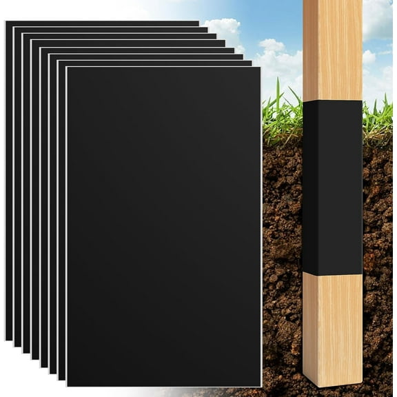 Ikerall 8 Pcs Fence Post Protection, 16.7 x 10.4 Inch Waterproof Fence Rot Protection, Wood Post Sleeve Post Wrap Fits 3" x 3" to 4" x 4" Square and 3" to 5" Round Posts