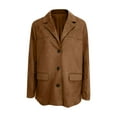 thumbnail image 4 of Women's Western Style Faux Suede Motorcycle Jacket, Autumn Winter Casual Blazer, Oversized Lapel Button Down Coat, Retro Inspired Outerwear, Versatile Everyday Jacket Brown L, 4 of 4