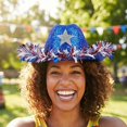 thumbnail image 2 of Yvsxxv Blue Dazzling Patriotic Sequin Cowgirl Hat, 4th of July Party Hat, 1 Pc, 2 of 7
