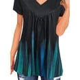 thumbnail image 3 of Gvmfive Women Summer Pleated Short Sleeve Tunic Tops Printed Casual Loose T-shirt Blouse, 3 of 6