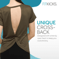thumbnail image 4 of FITKICKS Crossovers Active Lifestyle T-Shirt Cross-Back Workout Top, Olive Medium (Women's), 4 of 8