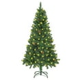 thumbnail image 1 of vidaXL Artificial Pre-lit Christmas Tree with Pine Cones Green 150 cm, 1 of 5