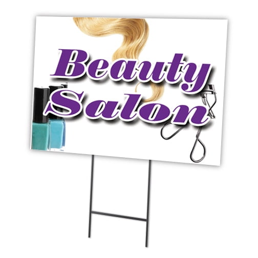 BEAUTY SALON 12"x16" Yard Sign & Stake | Advertise Your Business | Stake Included Image On Front Only | Made in The USA
