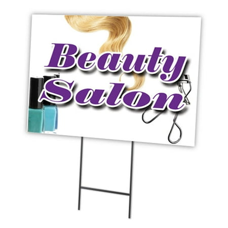 BEAUTY SALON 18"x24" Yard Sign & Stake | Advertise Your Business | Stake Included Image On Front Only | Made in The USA