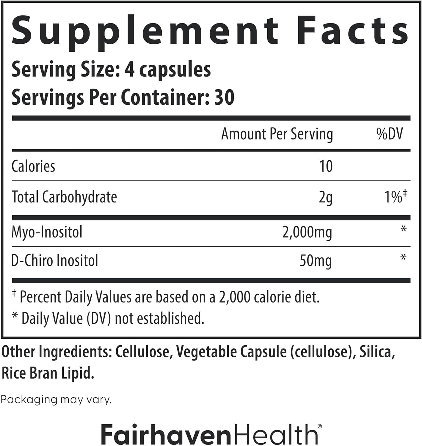 Myo + D-Chiro Inositol, 120 Capsules, Fairhaven Health