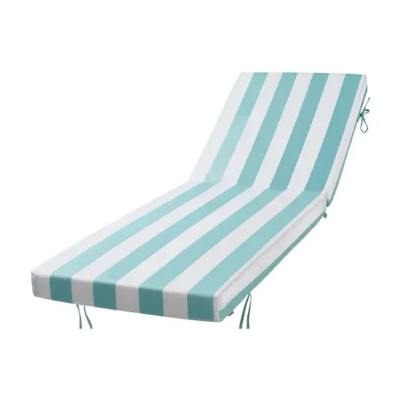 Chaise Lounge Cushion Set of 2 Outdoor Waterproof Fade Resistant 80 x 26 x 4 Inches Green White Stripes Patio Pool Deck Chair Pads with Ties