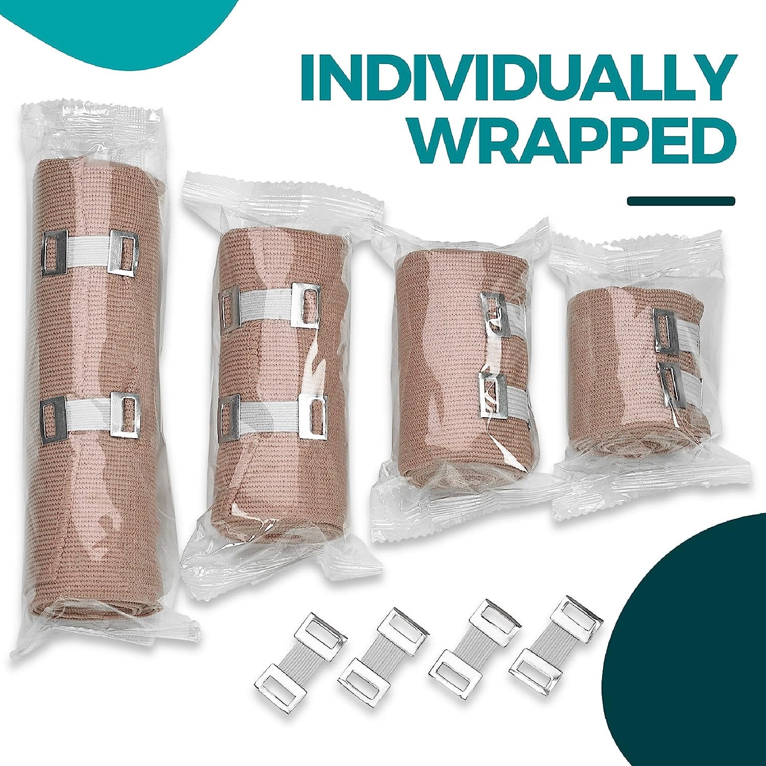 MEDca Elastic Compression Bandages Wrap with 4 Extra Hooks Athletic -4 Pack
