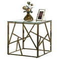 thumbnail image 2 of Modern Square End Side Table, Tempered Glass Top Metal Coffee Table, Gold, 2 of 7