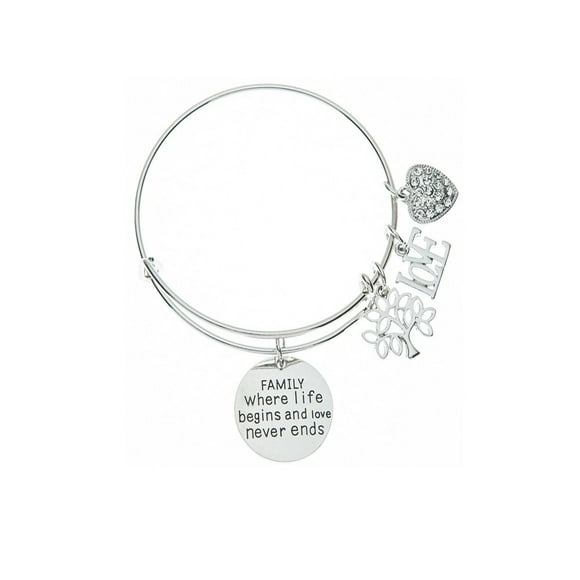 Infinity Collection Bracelet Arbre Généalogique, Famille Où la Vie Commence et l'Amour Ne Finit Jamais Bracelet pour Femmes