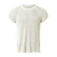 thumbnail image 4 of Bjutir Mens Tshirts Knitted Shirt Solid Color Slim Fitting Short Sleeved Pullover Sweater Top Shirts White, 4 of 6
