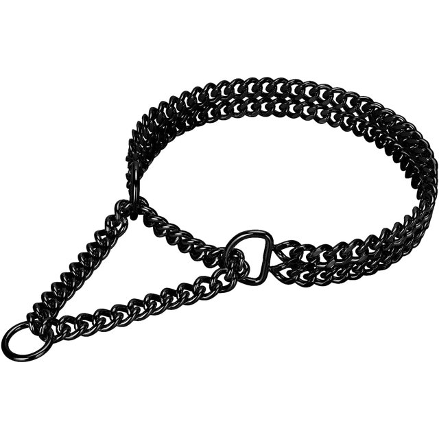 GHSDFBB Black Dog Chain Collar Stainless Steel Black Dog Collar Adjustable Walking, Metal Cuban Link Dog Collar Chew Proof Double Row Chain Dog Collar for Large Small Medium Dogs