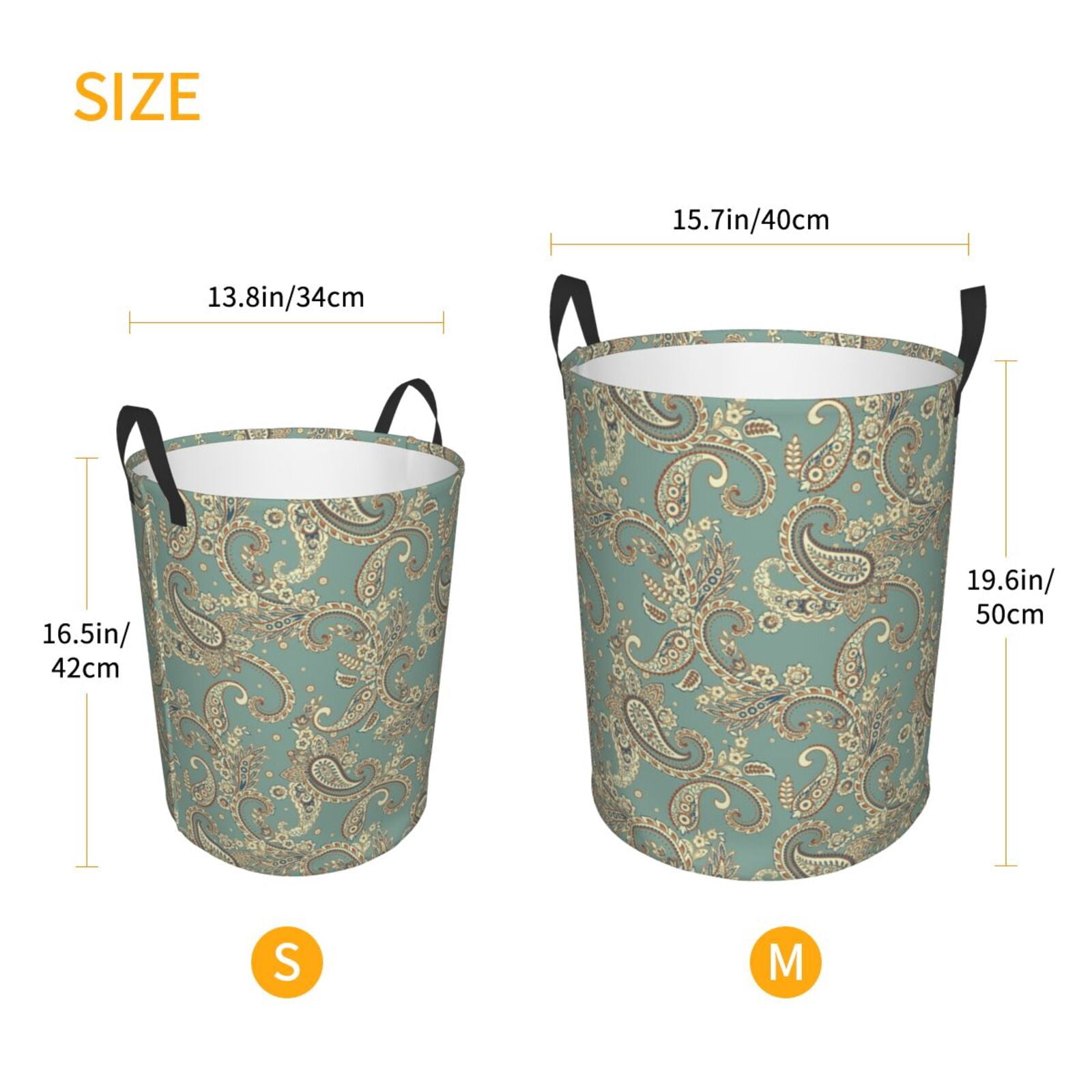Large Laundry Basket with Handles - Paisley Pattern No.9071 Kids Baby Dirty Clothes Laundry Hamper for Bedroom Aesthetic