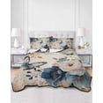 thumbnail image 2 of Quilts Queen Size Bedding Set, Vintage Blue Floral Reversible Summer Quilt 3 Pieces, Butterflies Watercolor Flower Tan Lightweight Bedspreads Coverlets with 2 Pillow Shams for All Seasons, 2 of 5