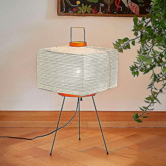 Japanese Design Akari Noguchi Yong Table Lamp Printed Rice Paper Lamp Bedroom Desktop Home Loft Decor Square Tripod Floor Lamp