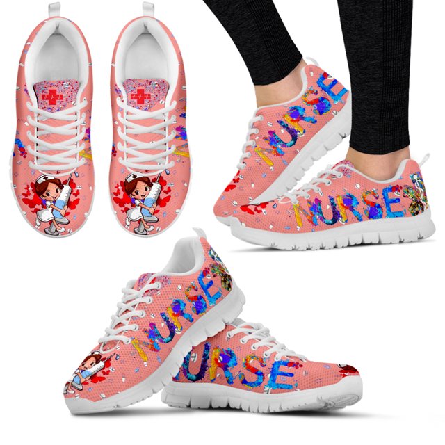 Zapatillas deportivas con estampado de enfermera de dibujos animados para mujer, zapatos planos transpirables con cordones y cómodas