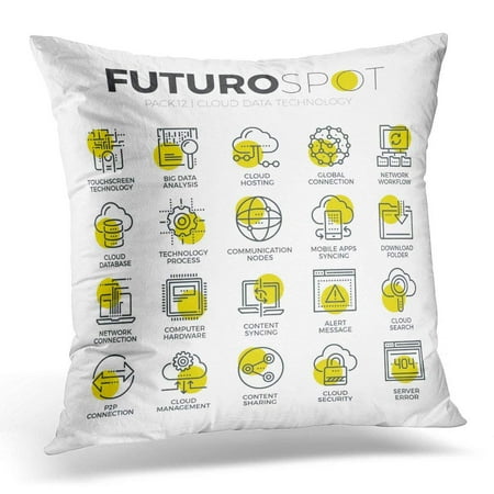 Premium Home Decor ARHOME Stroke Line of Cloud Computing Big Data Network Technology Modern Flat Linear Pictogram Premium Outline Pillows case 18x18 Inches Home Decor sofa Cushion cover ()