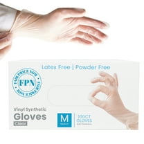 FPN Vinyl Synthetic Gloves, Clear, Powder-Free & Latex-Free – Medium 100 Count Box, Disposable, 4 Mil, Gloves for Cleaning, Cooking, Salon, Pet Care