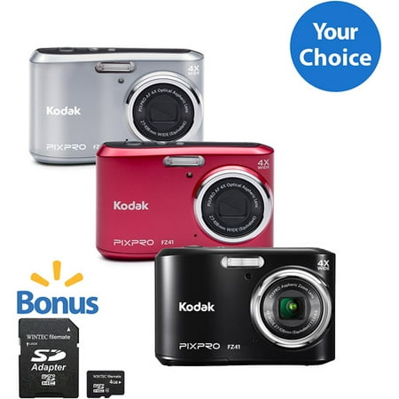Kodak FZ43 Digital Camera with 16.15 Megapixels and 4x Optical Zoom with Bonus 8GB SDHC Card