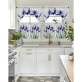 thumbnail image 5 of Light Purple Tulip Kitchen Curtains Sets 24 Inch Length with Valance, Farmhouse Flowers Grey Checkered Swag Valances and Tiers Curtain Set Drapes Swag Curtains for Living Room, Bathroom, Bedroom, 5 of 6
