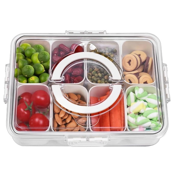 Kitchen Seasoning Powder Box 8 Compartment Transparent Spice Organizer with Lid & Handle Moisture-Proof, Food Grade Storage Box for Spices & Condiments