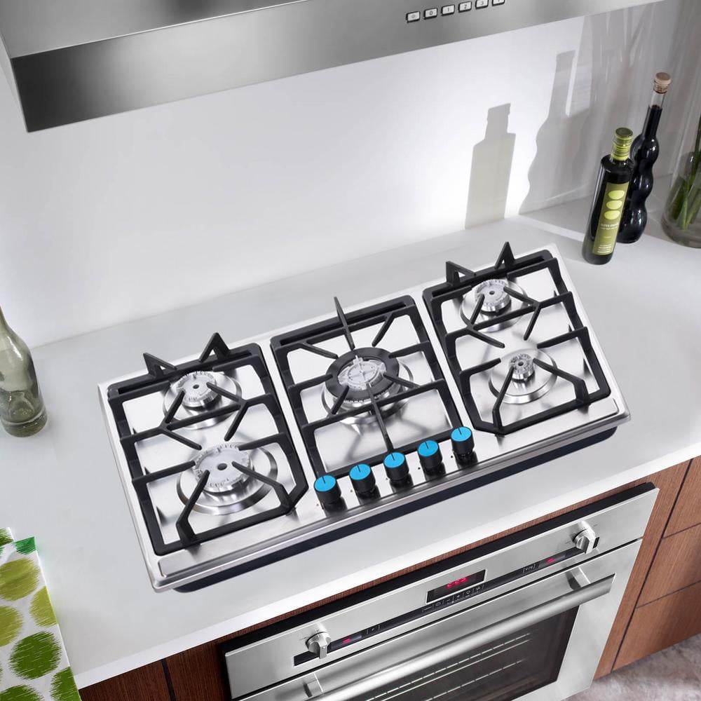 Propane Stove Indoor, Stainless Steel 5 Burners with Thermocouple Protection - Countertop Burner for Kitchen Camping