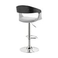 thumbnail image 4 of Benson Adjustable Gray Faux Leather and Black Wood Bar Stool with Chrome Base, 4 of 12