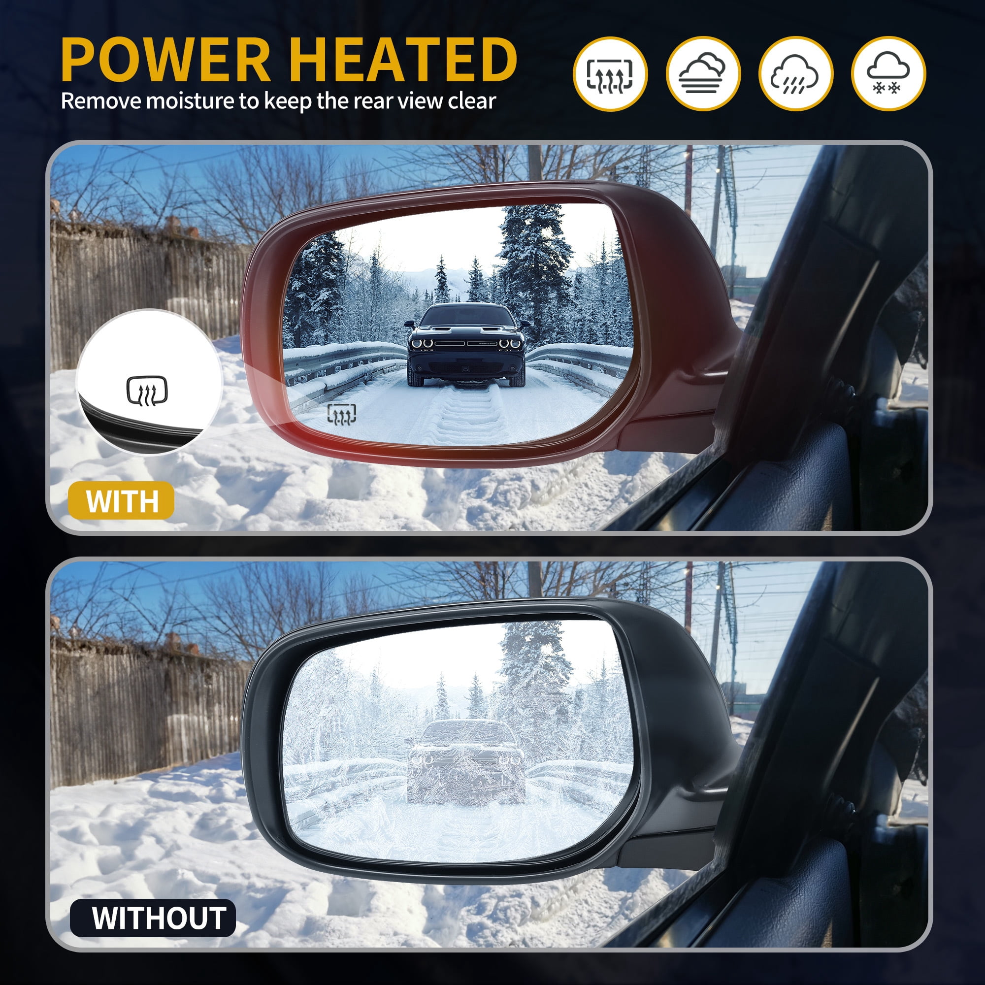 LEDKINGDOMUS Left Driver Side Power Heated Mirror Compatible with 2009 2010 2011 2012 2013 Toyota Corolla, Manual Folding Black Door Mirror (9.06" x 5.12")