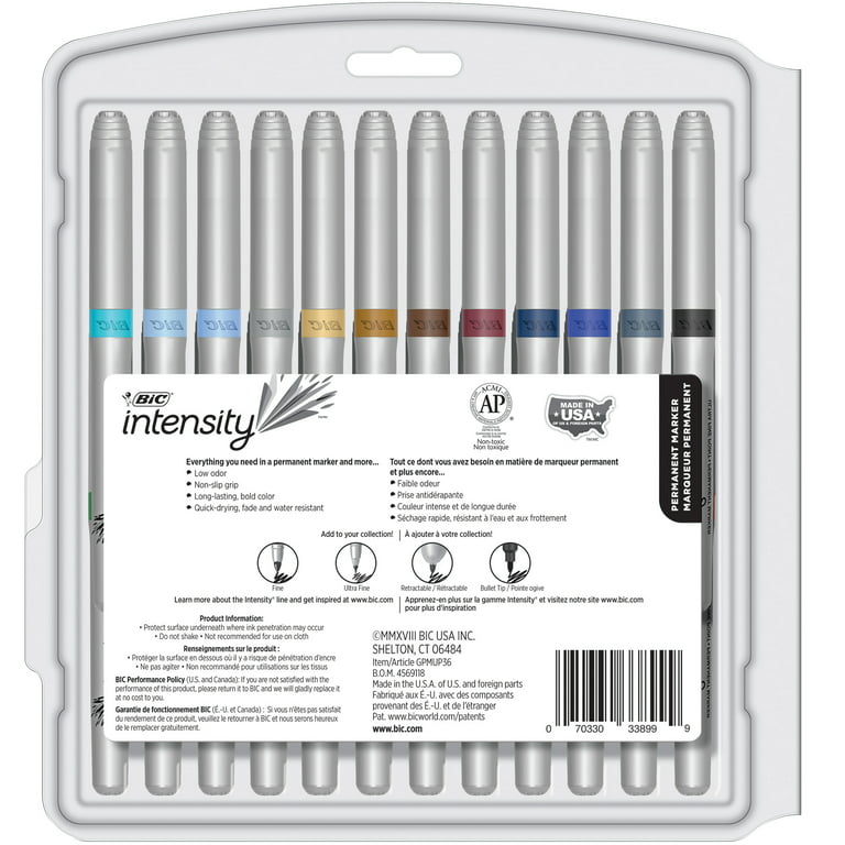BIC Intensity Fashion Permanent Marker, Fine Point, Assorted Colors, 8 Count