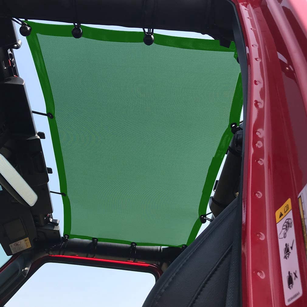 Shadeidea Jeep Wrangler Sunshade JL Unlimited (2018-Current) 2 Door and 4 Door Front-Forest Green Mesh Screen Sunshade JLU SAHARA RUBICON SPORT S Top Cover UV Blocker with Grab Bag-10 years Warranty