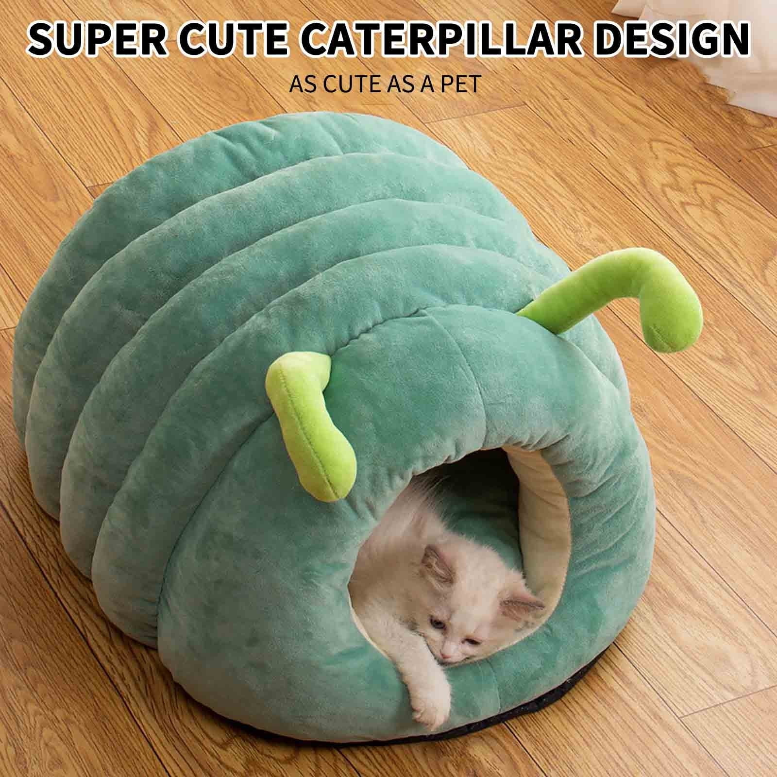 Uutvmp Cat Cave Bed - Enclosed Cat Hideaway, Soft Wool Cat Nest, Cozy Cat Sleeping Bed Handmade Kitty Cave Warm Indoor Cat Furniture, Winter Semi Covered Comfortable Pet Bed Cat House for Small Cats