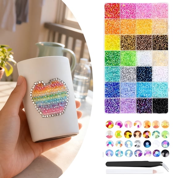 TUWAFE 3Mm Mixed-Color Flatback Resin Rhinestones (30000Pcs) Bedazzler Kit - with Tweezers & Jewelry Glue for Bedazzling Diy Crafts, Nail Art & Clothing