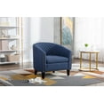 thumbnail image 2 of ARCTICSCORPION Vintage Accent Barrel Chair, Mid-Century Arm Chair with Nailheads and Black Solid Wood Legs, Modern Linen Fabric Club Chair for Living Room and Bedroom, Navy, 2 of 7