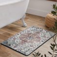 thumbnail image 2 of Boho Bathroom Rug, Vintage Distressed Kitchen Mat, Non-Slip Oriental Entryway Door Mat Low-Pile Floor Carpet for Bedroom Laundry Bedside, Washable Small Bath Rug 17"x27"Grey-Orange, 2 of 4